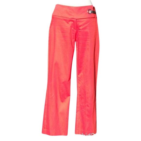 Cache Red 3" Waist Band Silver Metal Buckle Self Belt Crop Pant Stretch $88 NWT - Picture 1 of 3